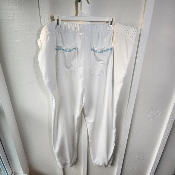 Sundance Faded Fields Joggers White Blue Embroidered Size XXL - Picture 9 of 16